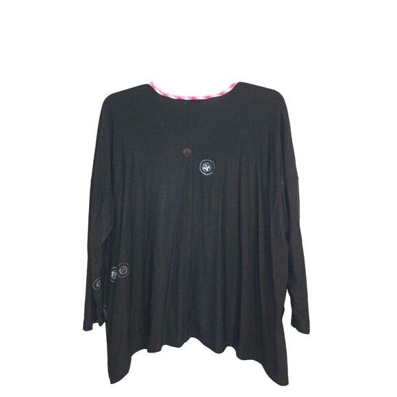 JGs Mad Lab Womens Black Wearable Art Blouse With Colorful Trim/Embroidery - Picture 2 of 8